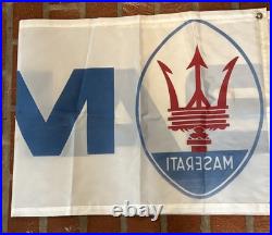Vintage Maserati Dealer Promo Car Banner Flag Sign Dealership 70s 80s BIG 9.75'L