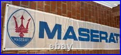 Vintage Maserati Dealer Promo Car Banner Flag Sign Dealership 70s 80s BIG 9.75'L