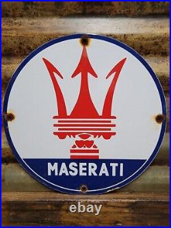 Vintage Maserati Porcelain Sign Old Italian Sports Car Dealer Sales Service