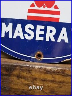 Vintage Maserati Porcelain Sign Old Italian Sports Car Dealer Sales Service