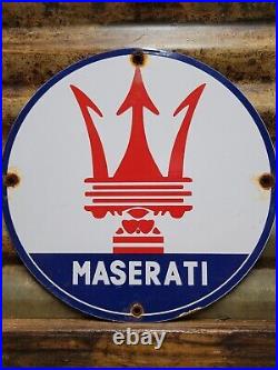 Vintage Maserati Porcelain Sign Old Italian Sports Car Dealer Sales Service