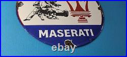 Vintage Maserati Sports Car Sign Auto Service Dealer Gas Porcelain Sign