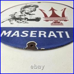 Vintage Maserati Sports Car Sign Auto Service Dealer Gas Porcelain Sign