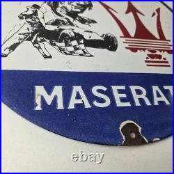 Vintage Maserati Sports Car Sign Auto Service Dealer Gas Porcelain Sign