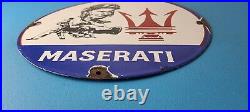 Vintage Maserati Sports Car Sign Auto Service Dealer Gas Porcelain Sign