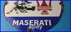 Vintage Maserati Sports Car Sign Auto Service Dealer Gas Porcelain Sign