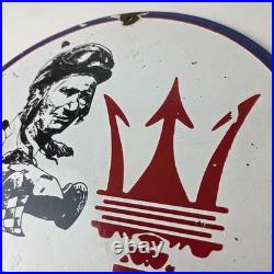 Vintage Maserati Sports Car Sign Auto Service Dealer Gas Porcelain Sign