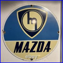 Vintage Mazda Porcelain Gas Automobiles Pump Plate Sales Service Sign