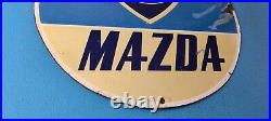 Vintage Mazda Porcelain Gas Automobiles Pump Plate Sales Service Sign