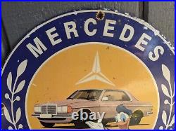 Vintage Merceded Benz Porcelain Enamel Metal Car Advertising Sign 12