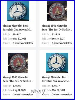 Vintage Mercedes Benz Luxury Car 11 3/4 Porcelain Metal Suv, Gasoline Oil Sign