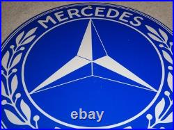 Vintage Mercedes Benz Luxury Car 11 3/4 Porcelain Metal Suv, Gasoline Oil Sign