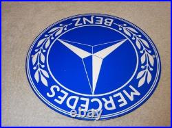 Vintage Mercedes Benz Luxury Car 11 3/4 Porcelain Metal Suv, Gasoline Oil Sign