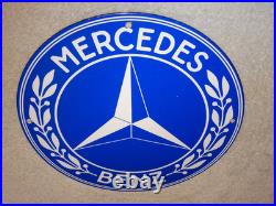 Vintage Mercedes Benz Luxury Car 11 3/4 Porcelain Metal Suv, Gasoline Oil Sign