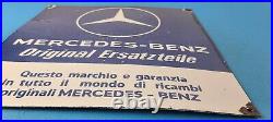 Vintage Mercedes Benz Porcelain Automobile Service Station Sales Gas Pump Sign