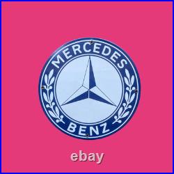 Vintage Mercedes Benz Porcelain Metal 12 Auto Dealer Gas Pump Sign