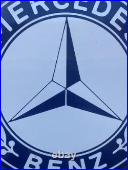 Vintage Mercedes Benz Porcelain Metal 12 Auto Dealer Gas Pump Sign