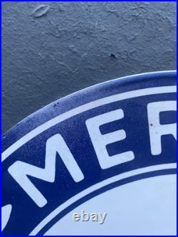 Vintage Mercedes Benz Porcelain Metal 12 Auto Dealer Gas Pump Sign