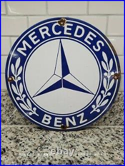 Vintage Mercedes Benz Porcelain Sign German Car Auto Dealer Gas Sales Service