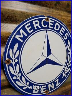 Vintage Mercedes Benz Porcelain Sign German Car Auto Dealer Sales Service Dept