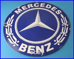 Vintage Mercedes Benz Sign Large Porcelain Auto Shop Gas Pump Sign