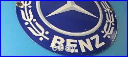 Vintage Mercedes Benz Sign Large Porcelain Auto Shop Gas Pump Sign