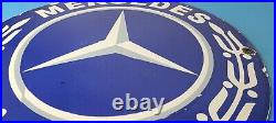 Vintage Mercedes Benz Sign Large Porcelain Auto Shop Gas Pump Sign