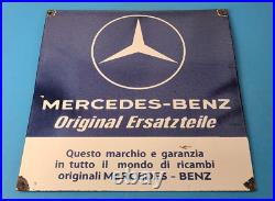 Vintage Mercedes-Benz Sign Porcelain Auto Shop Garage Gas Pump Plate Sign