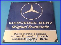 Vintage Mercedes-Benz Sign Porcelain Auto Shop Garage Gas Pump Plate Sign