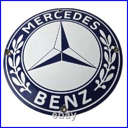 Vintage Mercedes Benz Sign Porcelain Auto Shop Garage Gas Pump Plate Sign