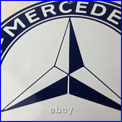 Vintage Mercedes Benz Sign Porcelain Auto Shop Garage Gas Pump Plate Sign