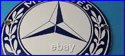 Vintage Mercedes Benz Sign Porcelain Auto Shop Garage Gas Pump Plate Sign