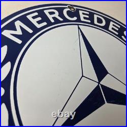 Vintage Mercedes Benz Sign Porcelain Auto Shop Garage Gas Pump Plate Sign