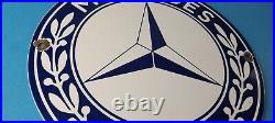 Vintage Mercedes Benz Sign Porcelain Auto Shop Garage Gas Pump Plate Sign