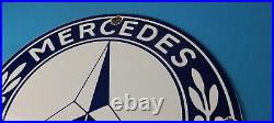 Vintage Mercedes Benz Sign Porcelain Auto Shop Garage Gas Pump Plate Sign