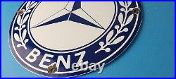 Vintage Mercedes Benz Sign Porcelain Auto Shop Garage Gas Pump Plate Sign