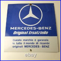 Vintage Mercedes Benz Sign Porcelain Auto Shop Garage Gas Pump Plate Sign