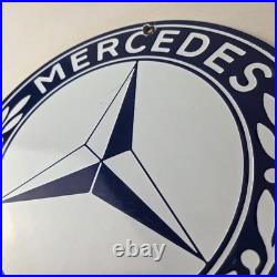 Vintage Mercedes Benz Sign Porcelain Auto Shop Garage Gas Pump Plate Sign