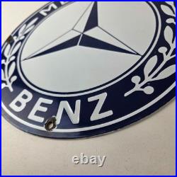 Vintage Mercedes Benz Sign Porcelain Auto Shop Garage Gas Pump Plate Sign