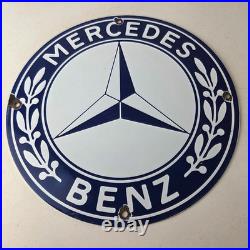 Vintage Mercedes Benz Sign Porcelain Auto Shop Garage Gas Pump Plate Sign