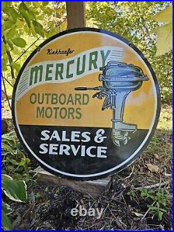 Vintage Mercury Outboard Motors Double-sided Porcelain Dealer Sign 30