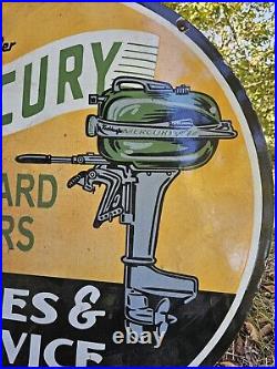 Vintage Mercury Outboard Motors Double-sided Porcelain Dealer Sign 30