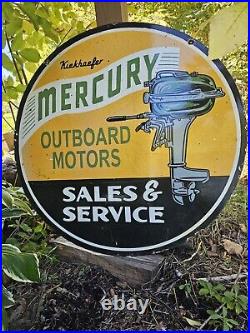 Vintage Mercury Outboard Motors Double-sided Porcelain Dealer Sign 30