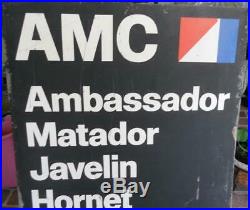 Vintage Metal AMC AMERICAN MOTORS Sign / DEALERSHIP SIGN Approx. 30 x 40
