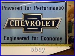 Vintage Metal Chevy CHEVROLET SERVICE Truck Car Gas Oil 18x36 Garage Man Cave