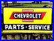 Vintage-Metal-Chevy-CHEVROLET-SERVICE-Truck-Car-Gas-Oil-18x36-Hand-Painted-Sign-01-snqv