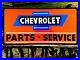 Vintage-Metal-Chevy-CHEVROLET-SERVICE-Truck-Gas-Oil-36-Hand-Painted-SIGN-Orange-01-zq