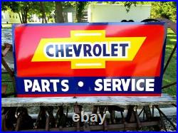 Vintage Metal Chevy CHEVROLET USED CARS Truck Gas Oil 18x36 Hand Painted Sign R