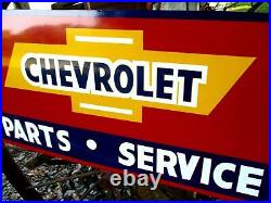 Vintage Metal Chevy CHEVROLET USED CARS Truck Gas Oil 18x36 Hand Painted Sign R