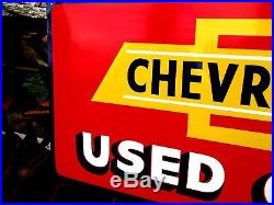 Vintage Metal Chevy CHEVROLET USED CARS Truck Gas Oil 36 Hand Painted Sign
